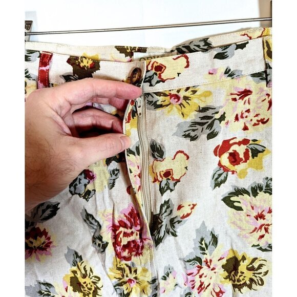 Women's Size 16 ORVIS Linen Blend Floral Jacquard Sheath Skirt Zip Up Pockets - Picture 5 of 6